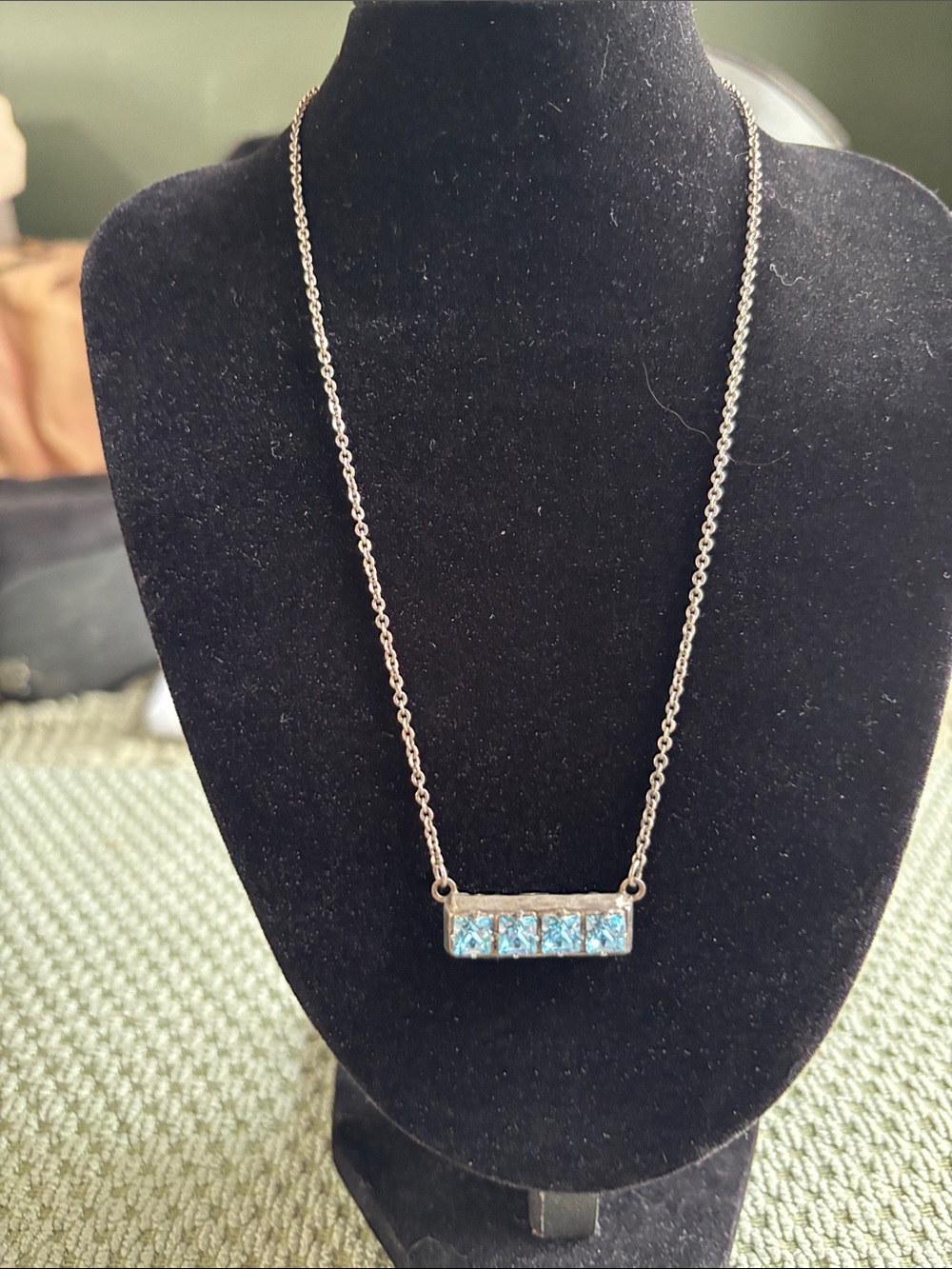 Sorrelli Silver Bar Necklace with Turquoise Blue Stones